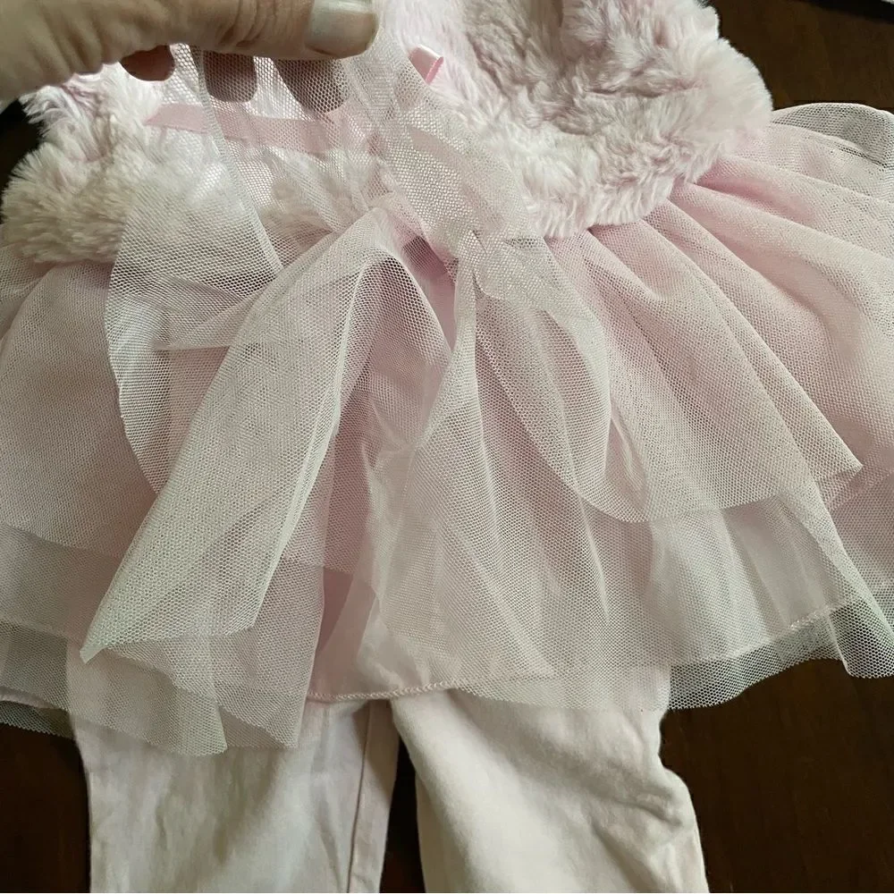 Nanette Lepore Girls Baby/ Toddler Occasion Dress Faux Fur Tutu Size 12 M